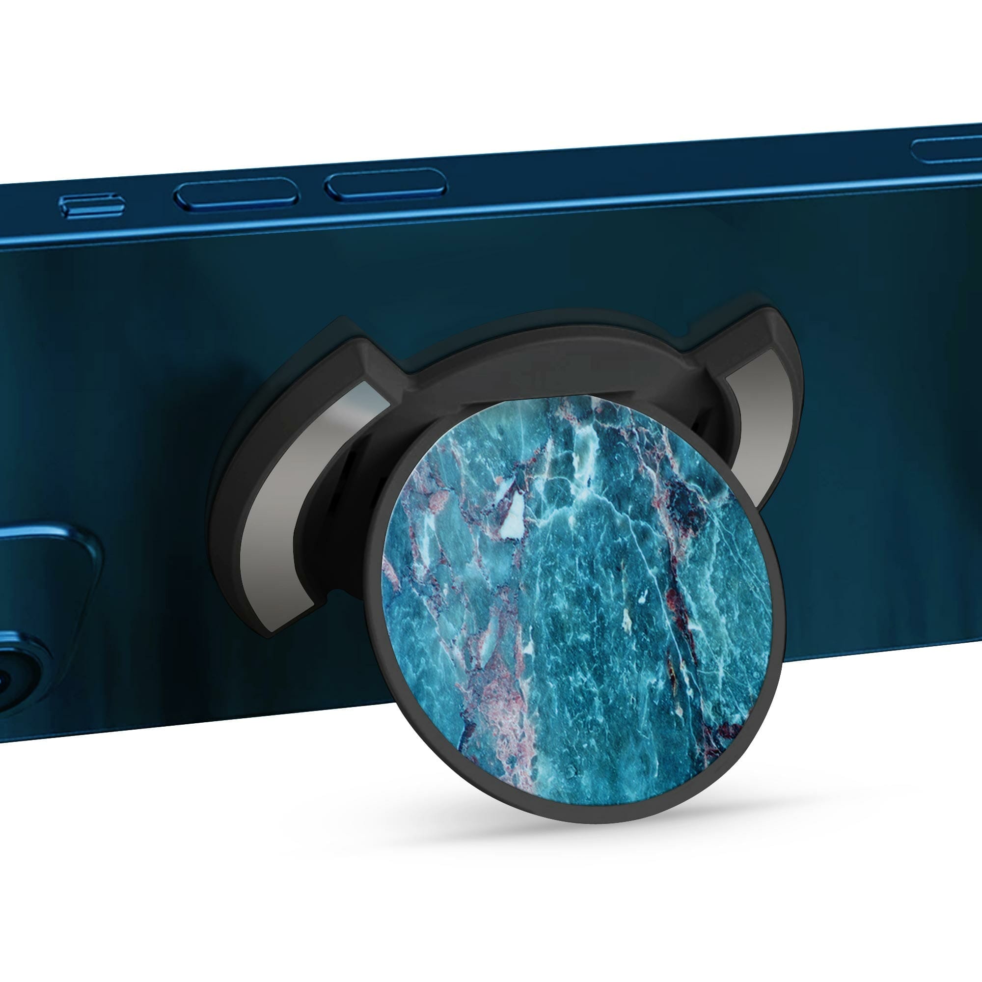 Telefonhållare, Blå Marmor - Svart