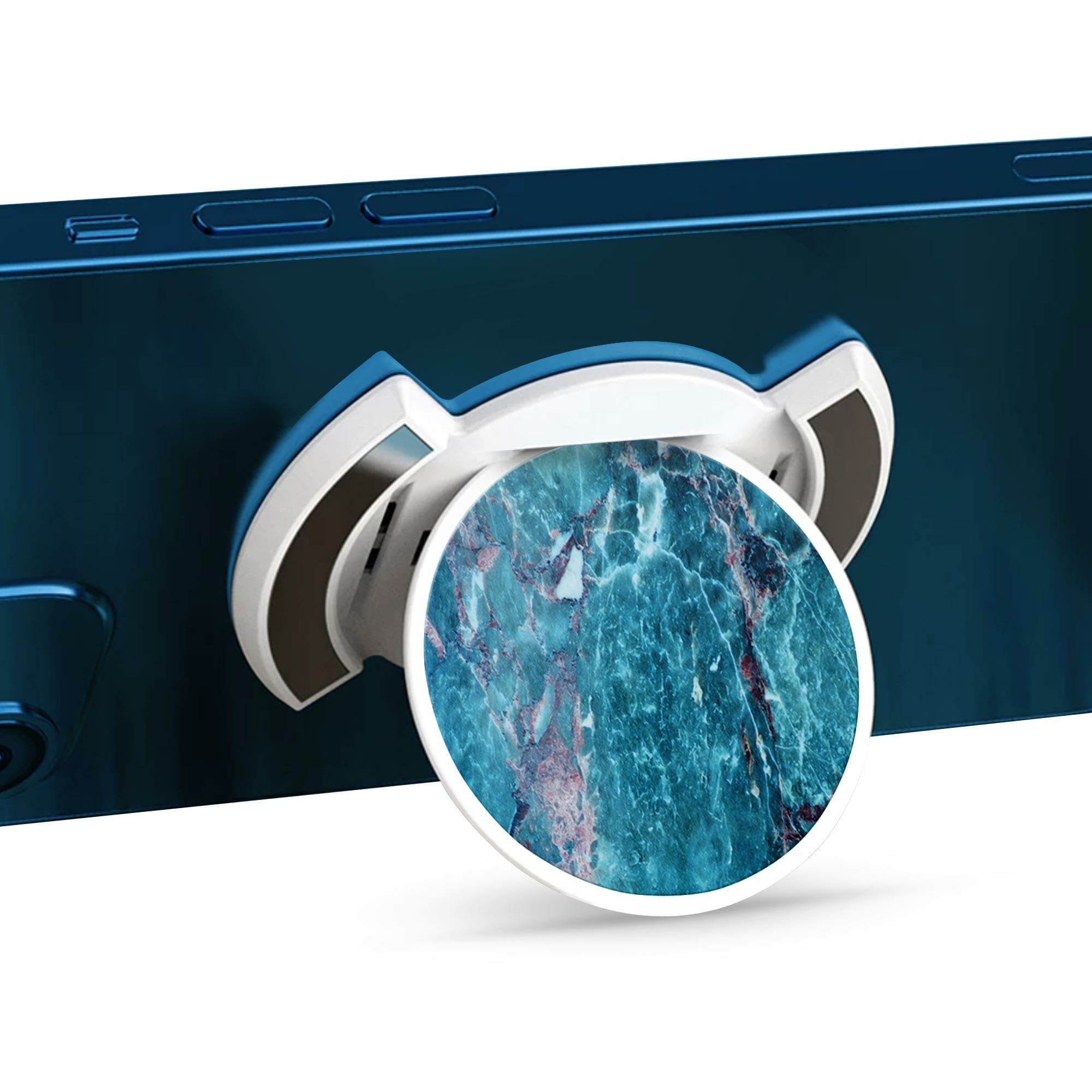 Telefonhållare, Blå Marmor - Vit