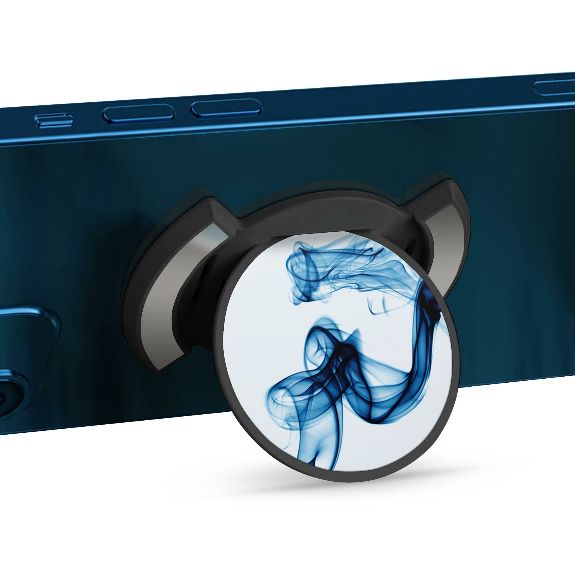 Telefonhållare, Blå Rök på Vit - Svart