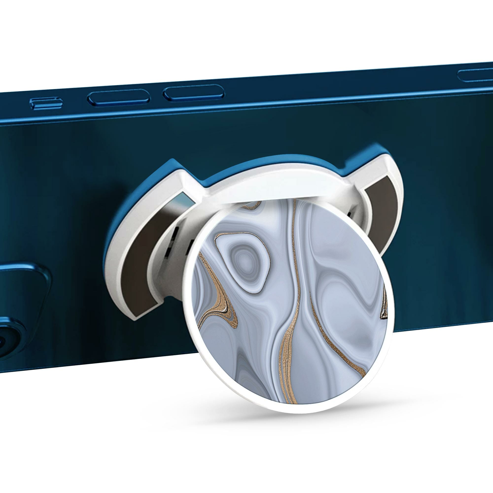 Telefonhållare, Guld- och Silverfärgad Slinga - Vit