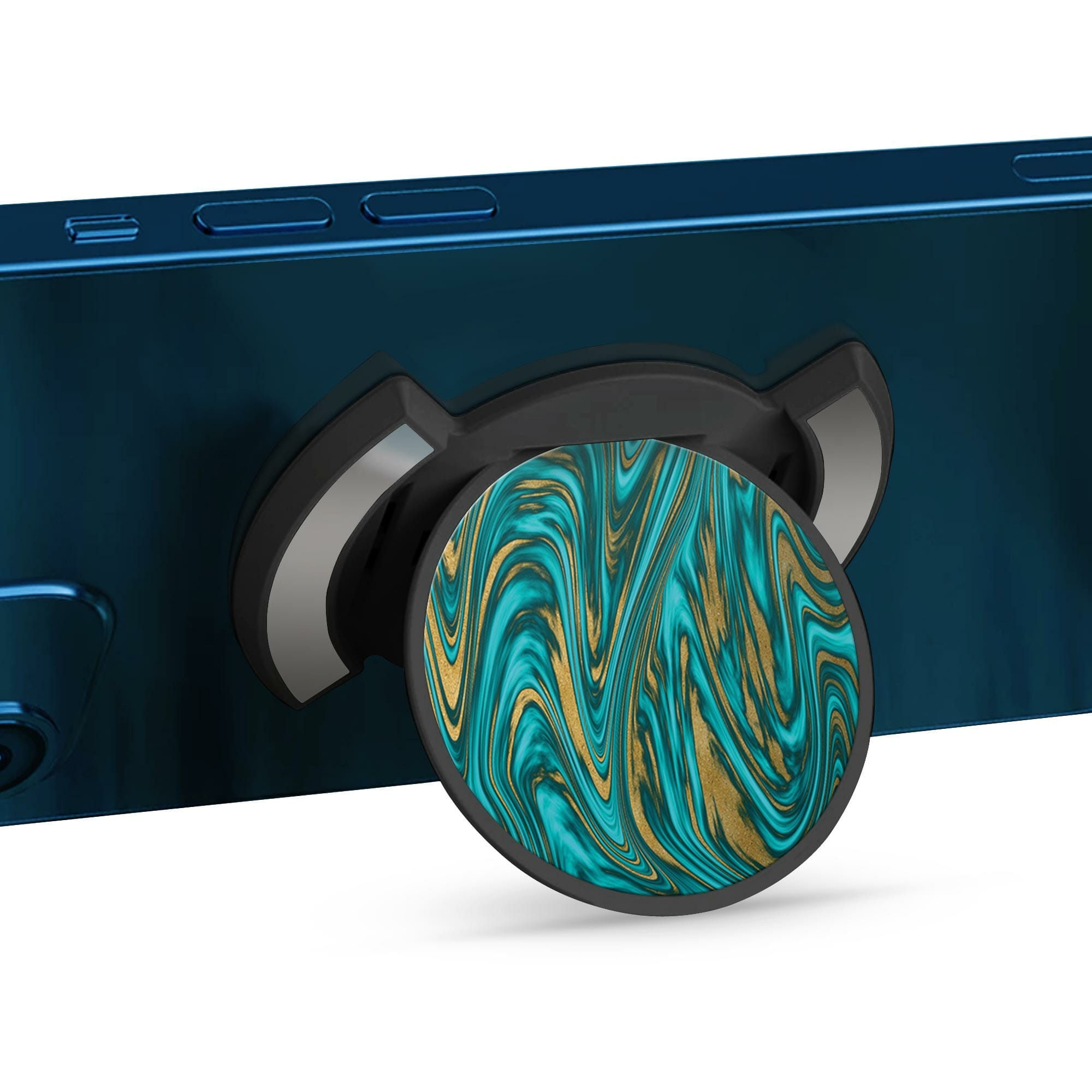 Telefonhållare, Grön Guld Vågor - Svart