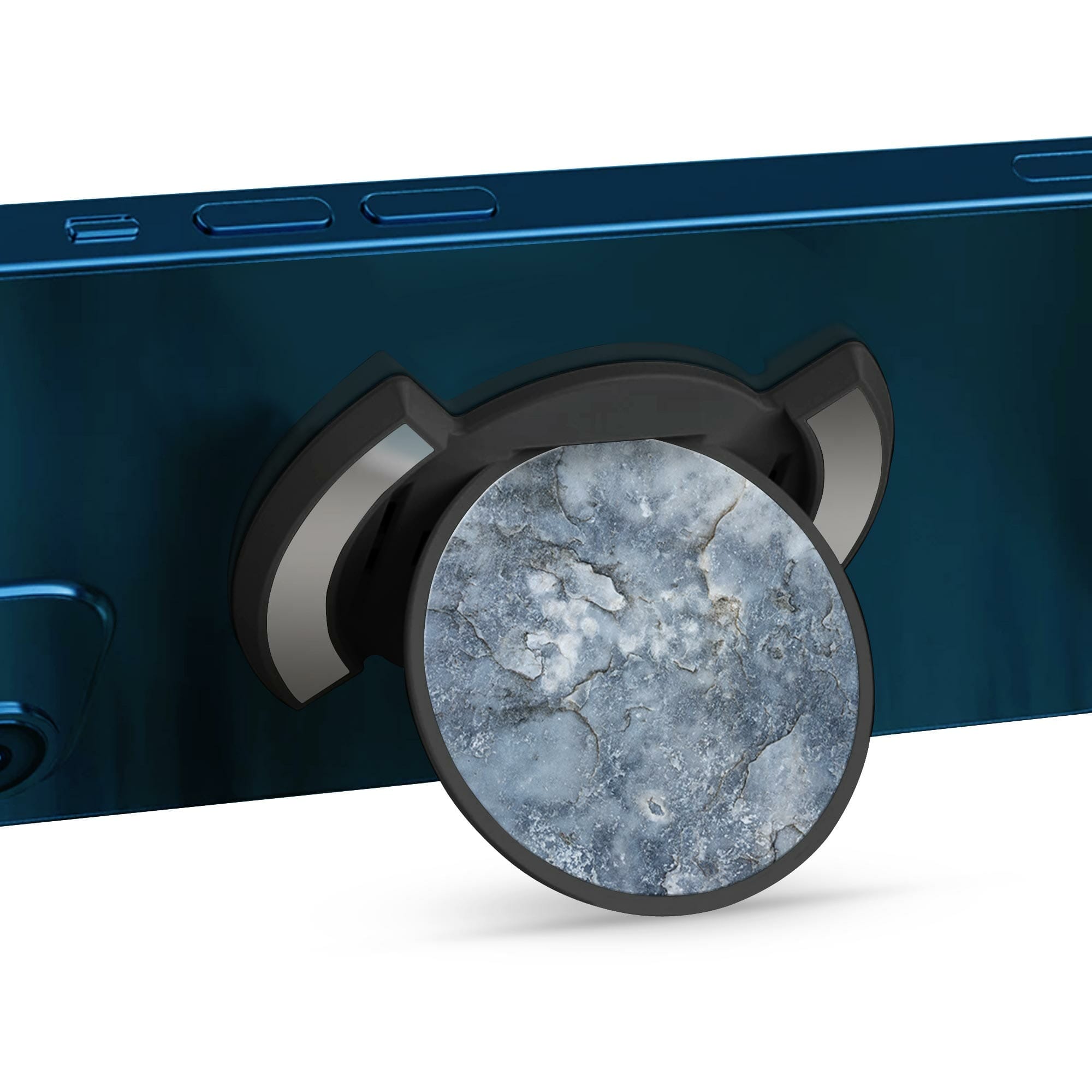 Telefonhållare, Grå Marmor - Svart