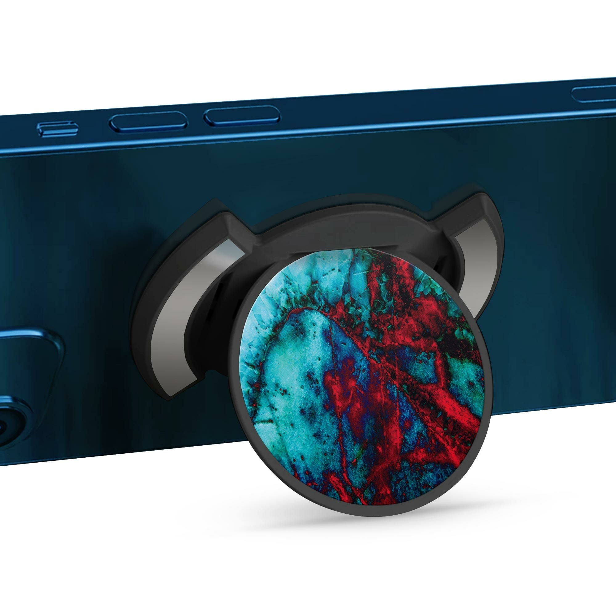 Telefonhållare, Högkontrast Blå Röd Marmor - Svart