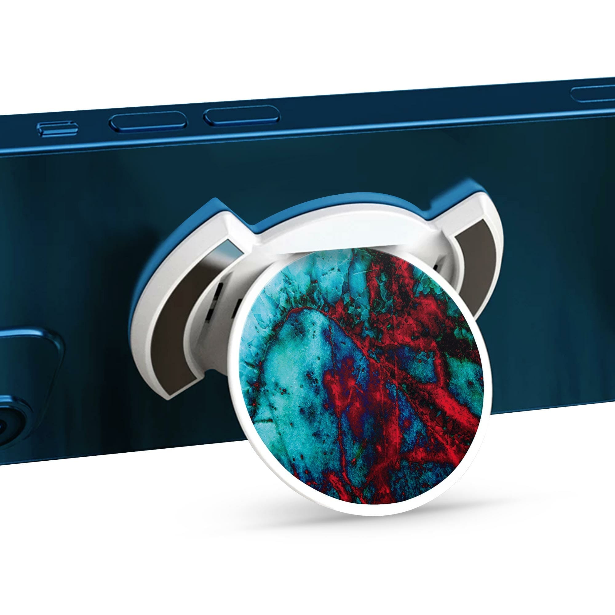 Telefonhållare, Högkontrast Blå Röd Marmor - Vit