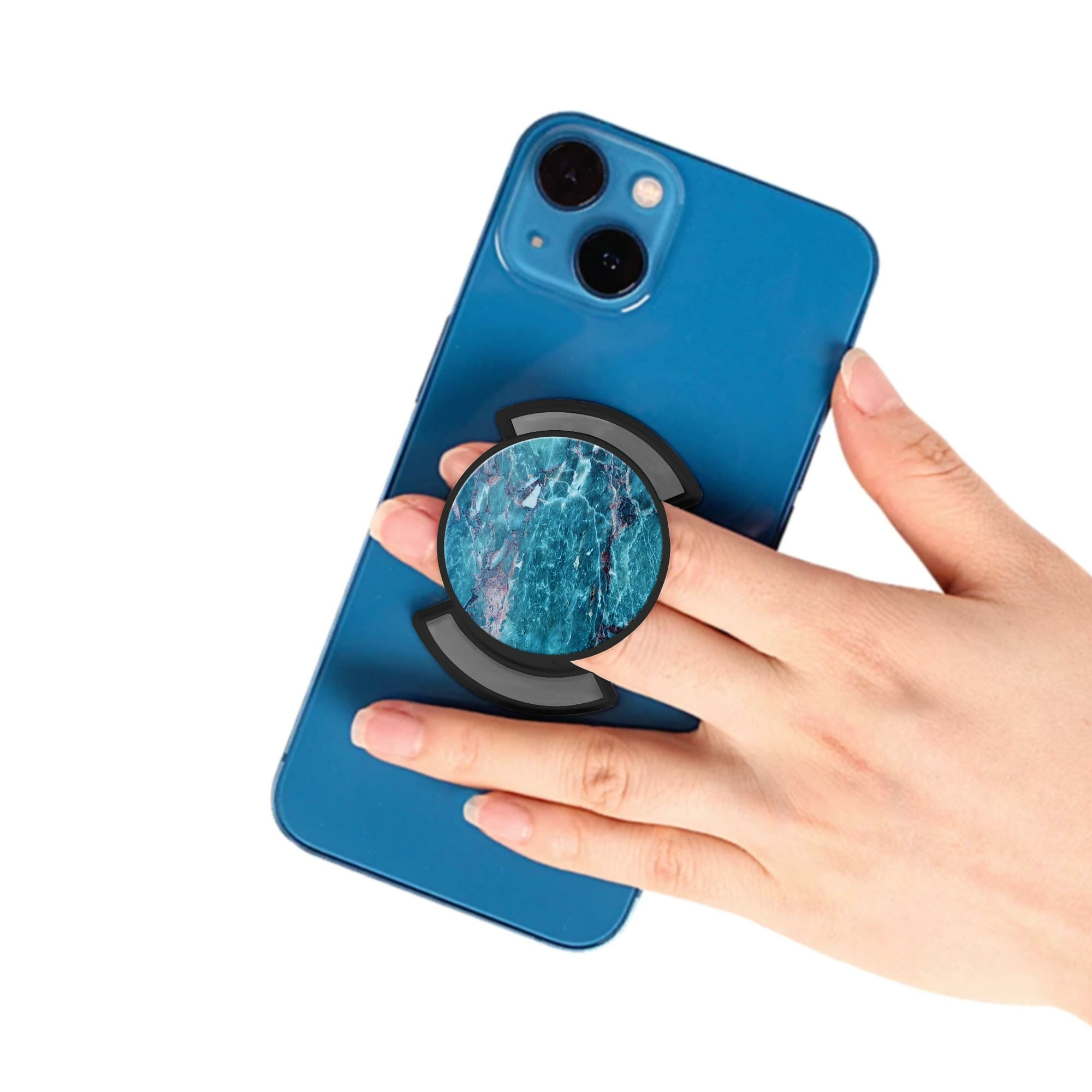 Telefonhållare, Blå Marmor - Svart