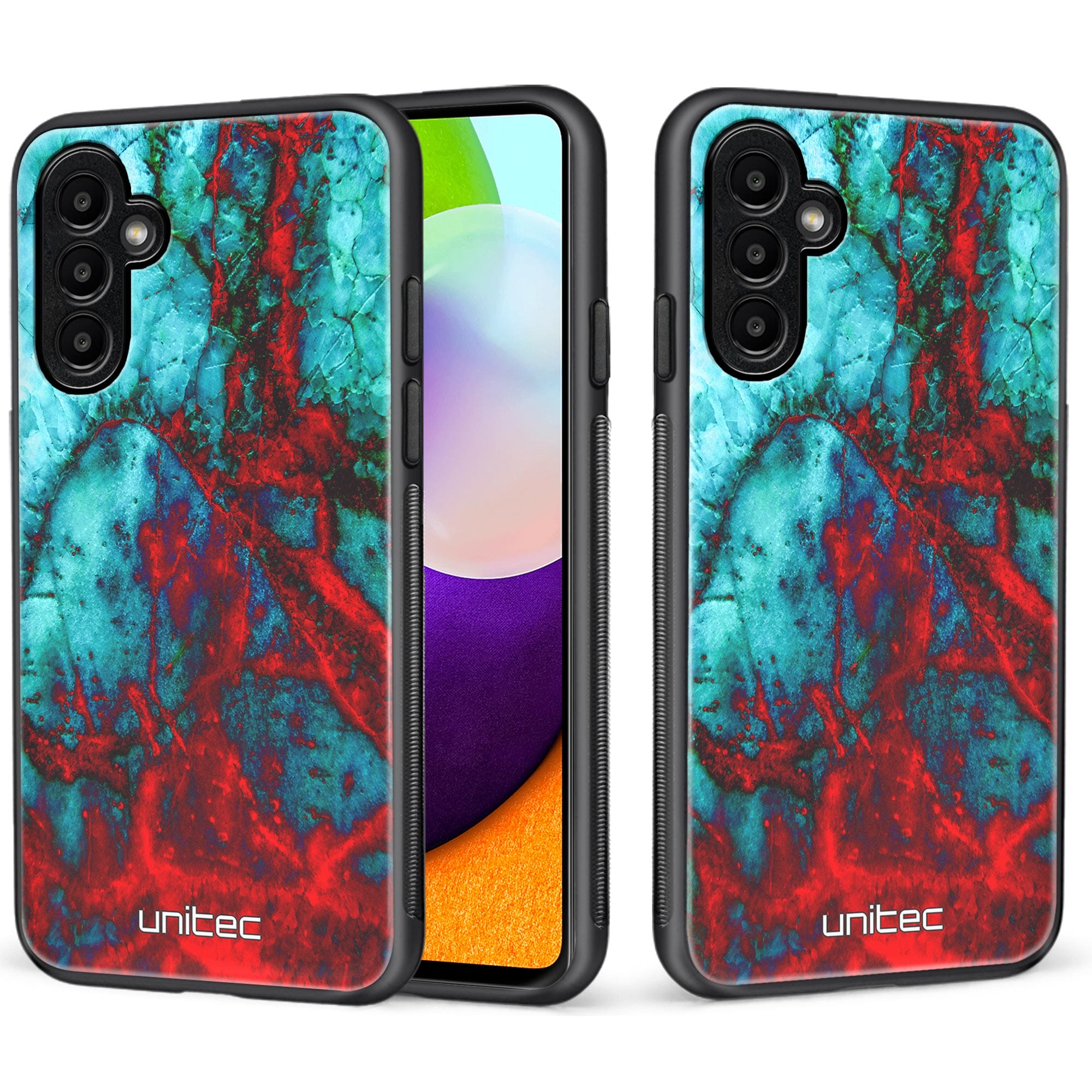 Mobilskal - Hög kontrast Blå Röd Marmor