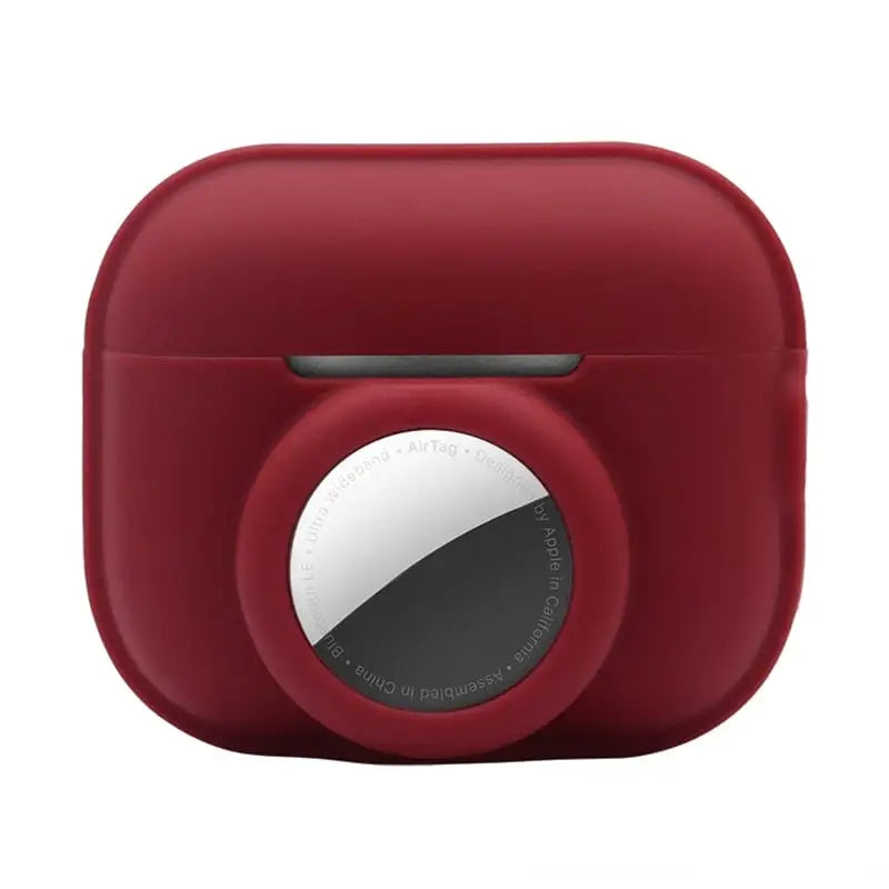 AirPods Pro 2 Silikonikotelo AirTag Pidikkeellä - Viinin punainen