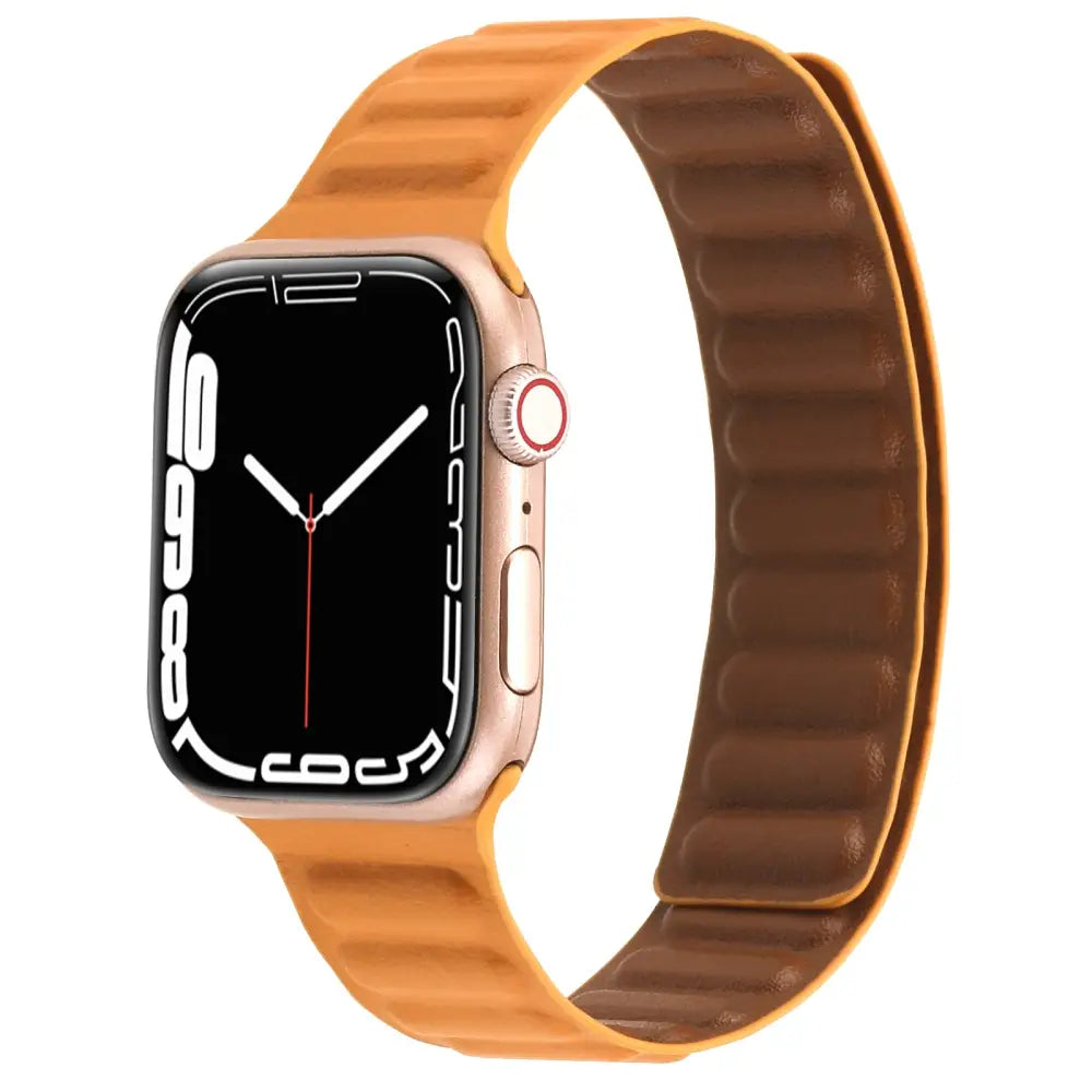 Apple Watch 42 / 44 / 45 mm Magneettinen Nahkaranneke - Oranssi
