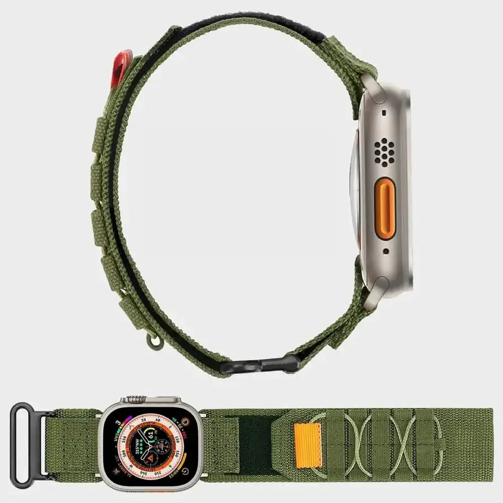 Apple Watch 42/44/45/49 mm Outdoor Nailonranneke - Vihreä