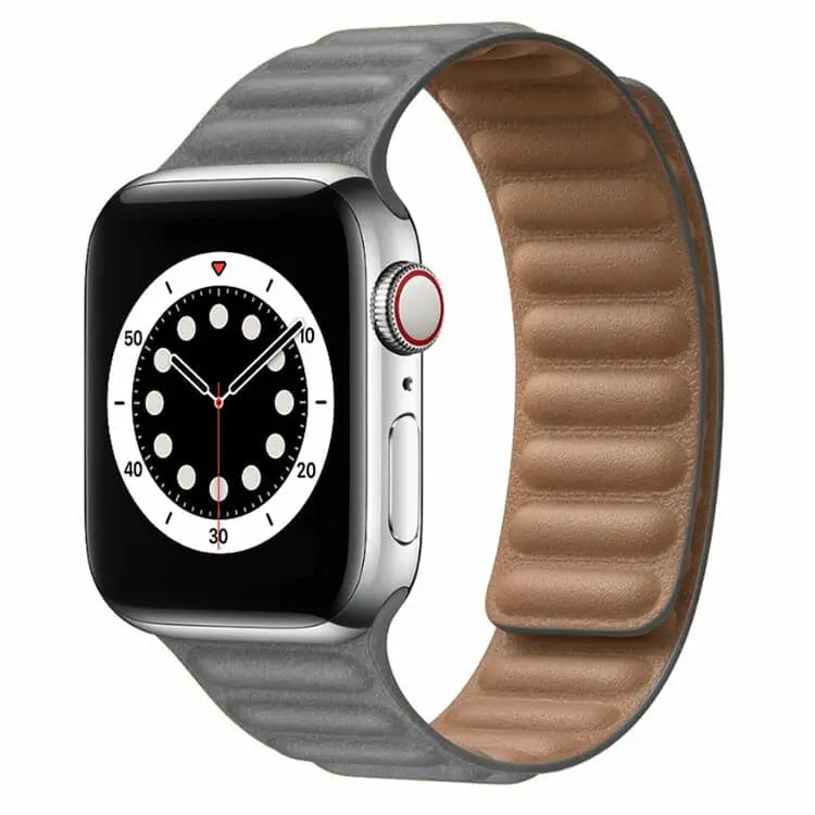 Apple Watch 42 / 44 / 45 mm Magneettinen Nahkaranneke - Harmaa