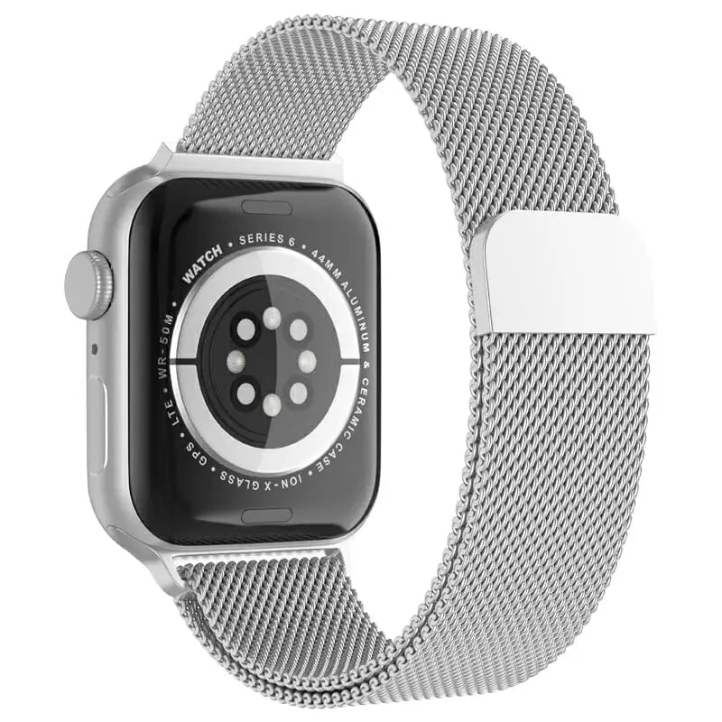 Apple Watch 42 / 44 / 45 mm Magneettinen Teräsranneke - Hopea