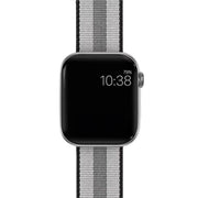 Apple Watch 42 / 44 / 45 mm Nylon ranneke - Musta/Harmaa