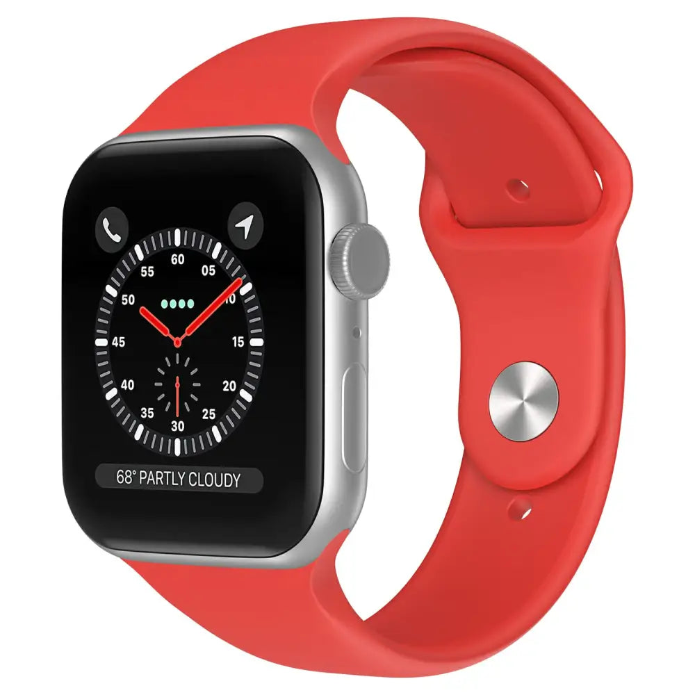 Apple Watch 42 / 44 / 45 mm Silikoniranneke - M/L - Punainen