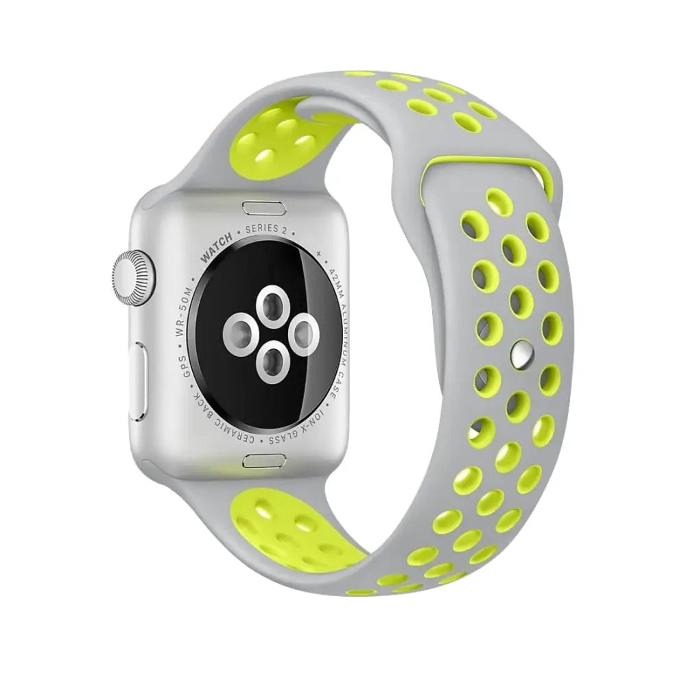 Apple Watch 42 / 44 / 45 mm Urheiluranneke - Harmaa/Keltainen