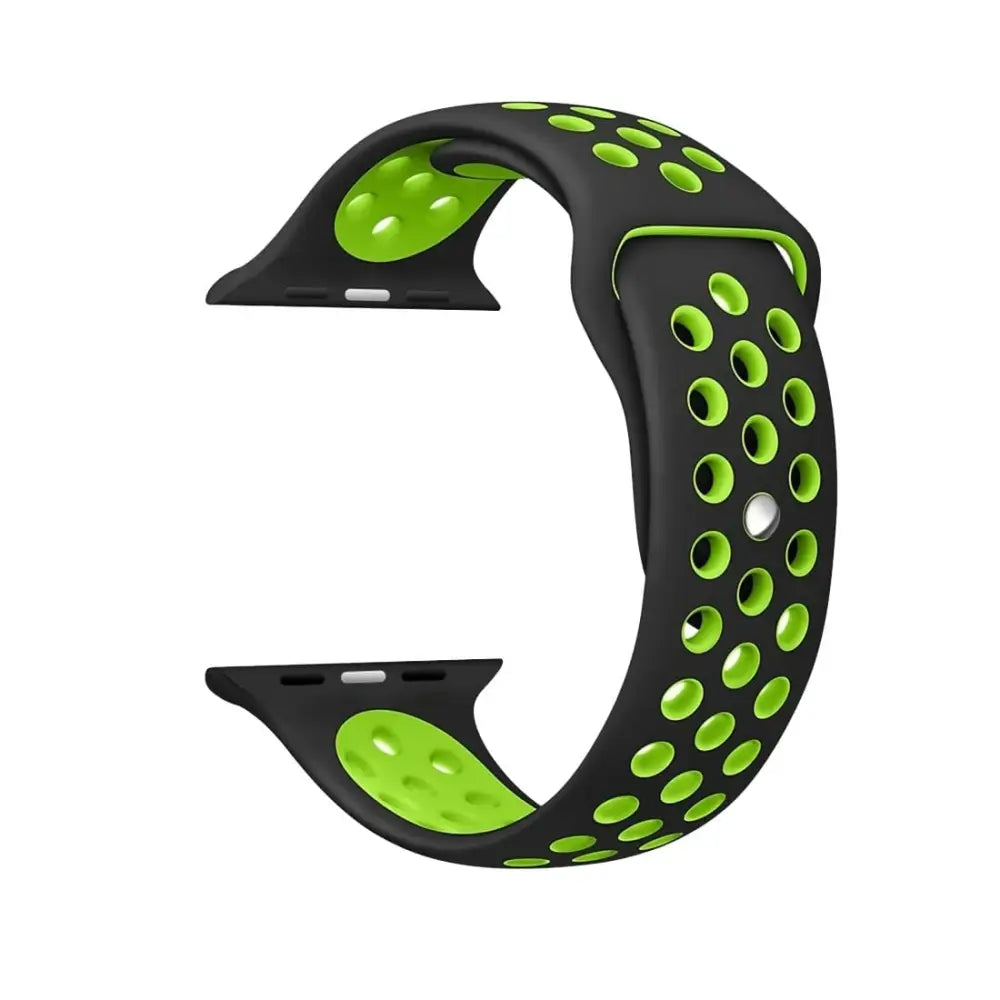 Apple Watch 42 / 44 / 45 mm Urheiluranneke - Musta/Vihreä