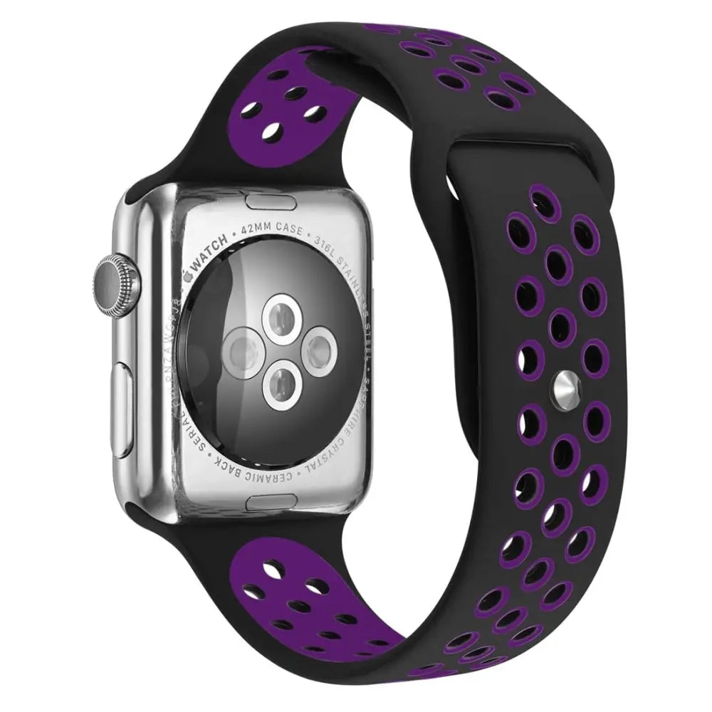 Apple Watch 42 / 44 / 45 mm Urheiluranneke - Musta/Violetti