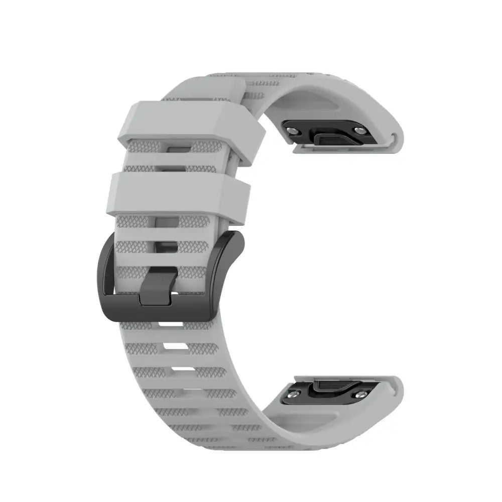 Harmaa silikoniranneke Garmin QuickFit 26mm, teksturoitu ja nopea irrotusmekanismi