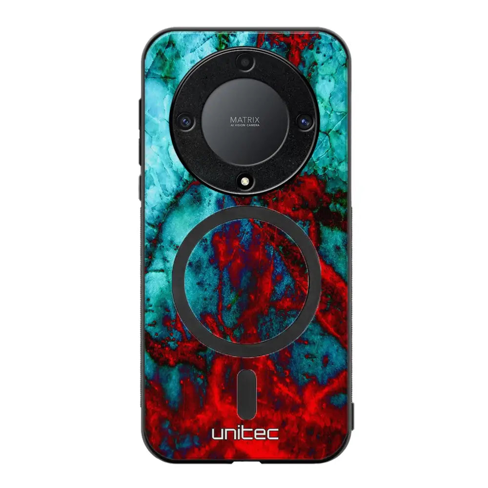 Honor Magic 5 Lite marmori suojakuoret - Blue Red Marble