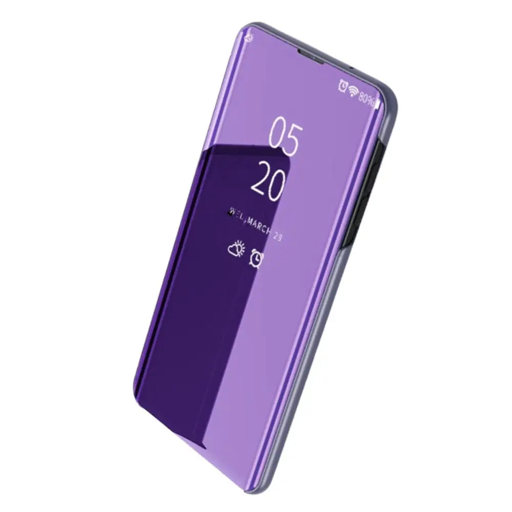 Violetti Honor X7b - älykäs 5G-flippikotelo peiliominaisuudella ja kellonäytöllä