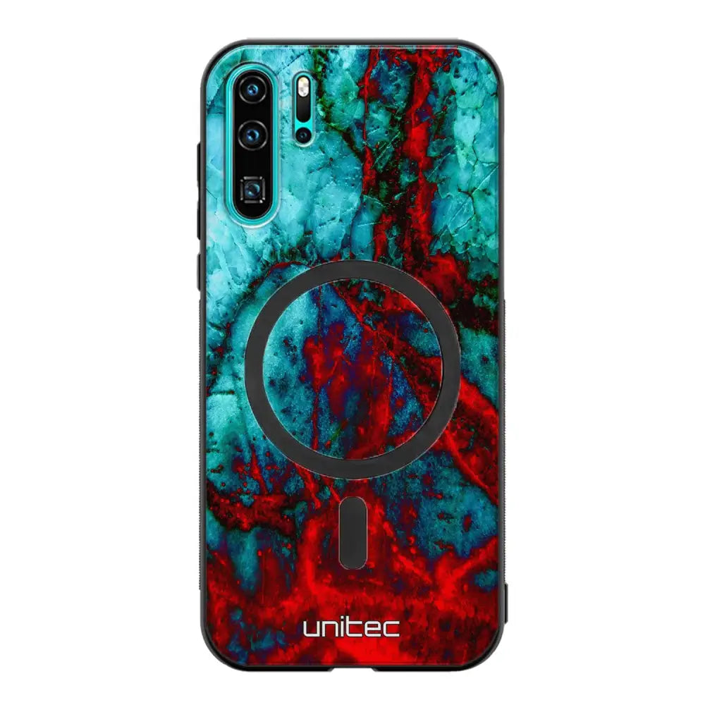 Huawei P30 Pro marmori suojakuoret - Blue Red Marble
