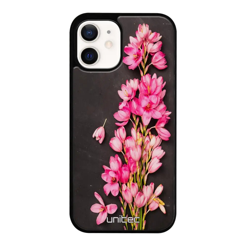iPhone 12 Mini kukka suojakuoret - Pink Flowers - Ei