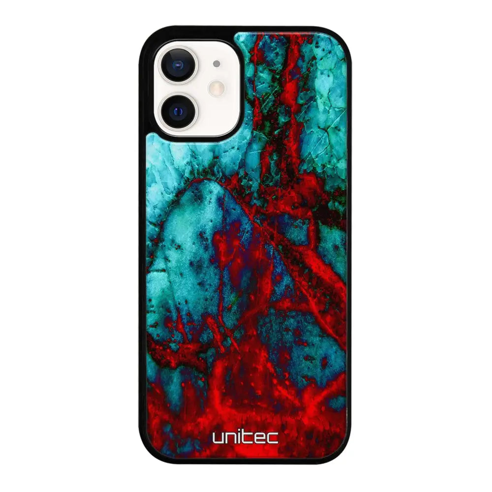 iPhone 12 Mini marmori suojakuoret - Blue Red Marble - Ei