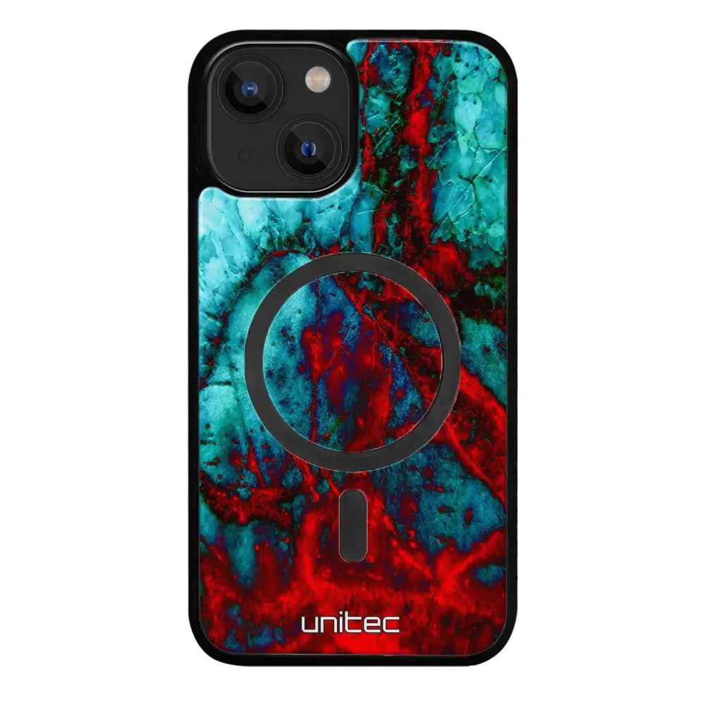 iPhone 14 Plus marmori suojakuoret - Blue Red Marble