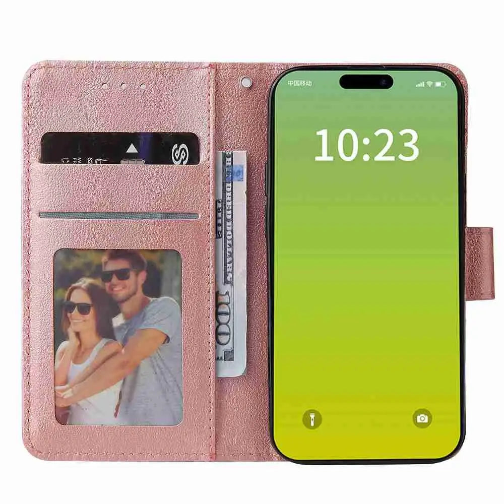 iPhone 15 Lompakko Suojakotelo Ruusukulta