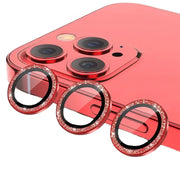 iPhone 15 Pro / iPhone 15 Pro Max Kameran panssarilasi Glitter - Punainen (3kpl)