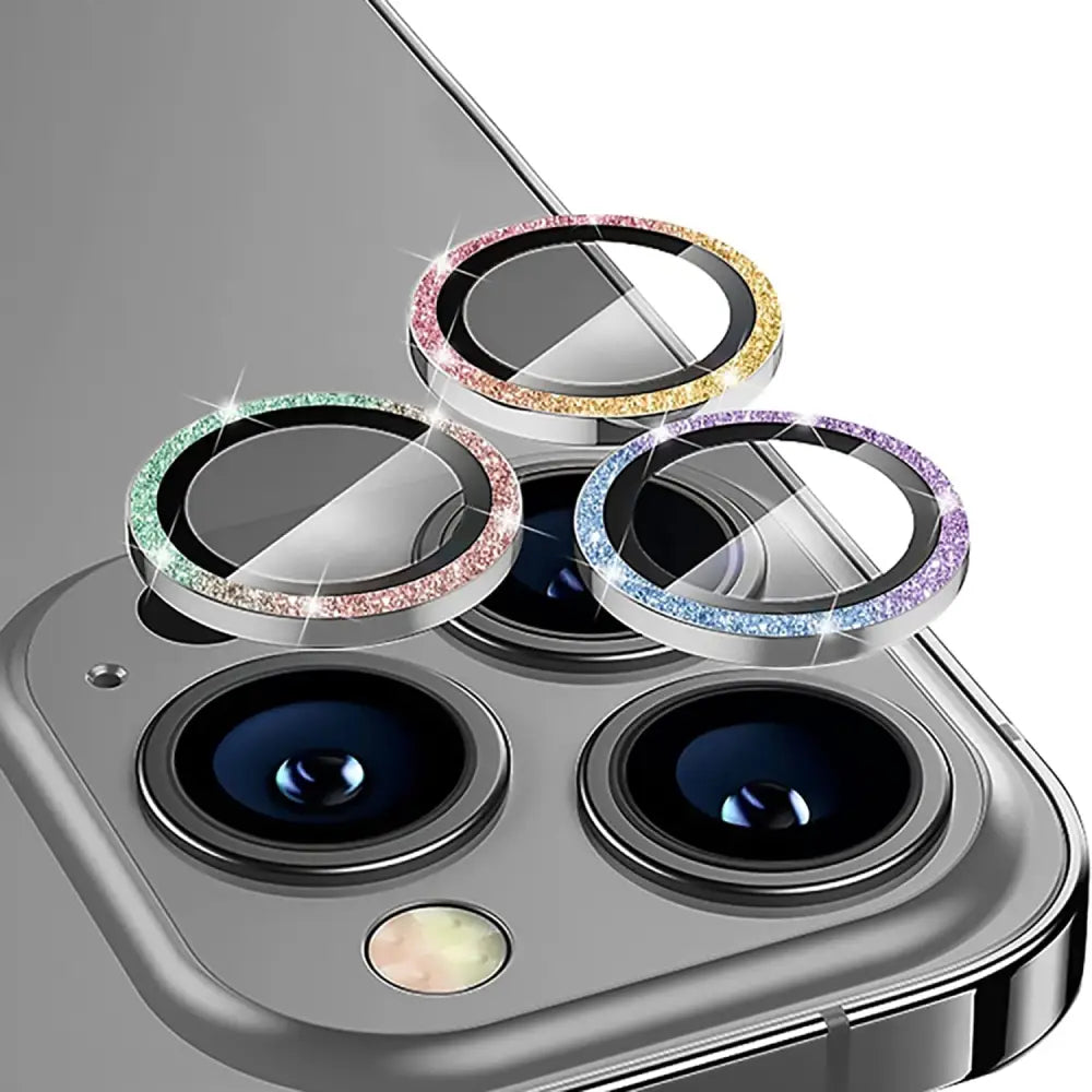 Pastellinväriset glitterkameran linssin suojarengas iPhone 16 Pro ja Pro Max