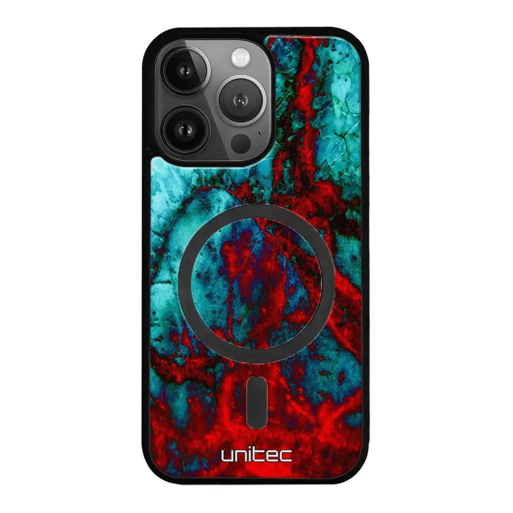 iPhone 16 Pro Max marmori suojakuoret - Blue Red Marble