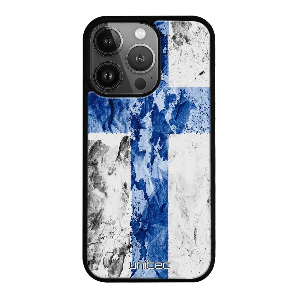 iPhone 16 Pro Max suojakuoret - Painted Finnish Flag - Ei