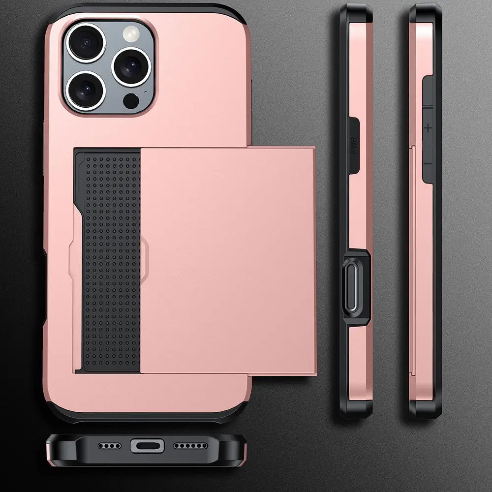iPhone 16e Armor suojakuori korttikotelolla - valkoinen