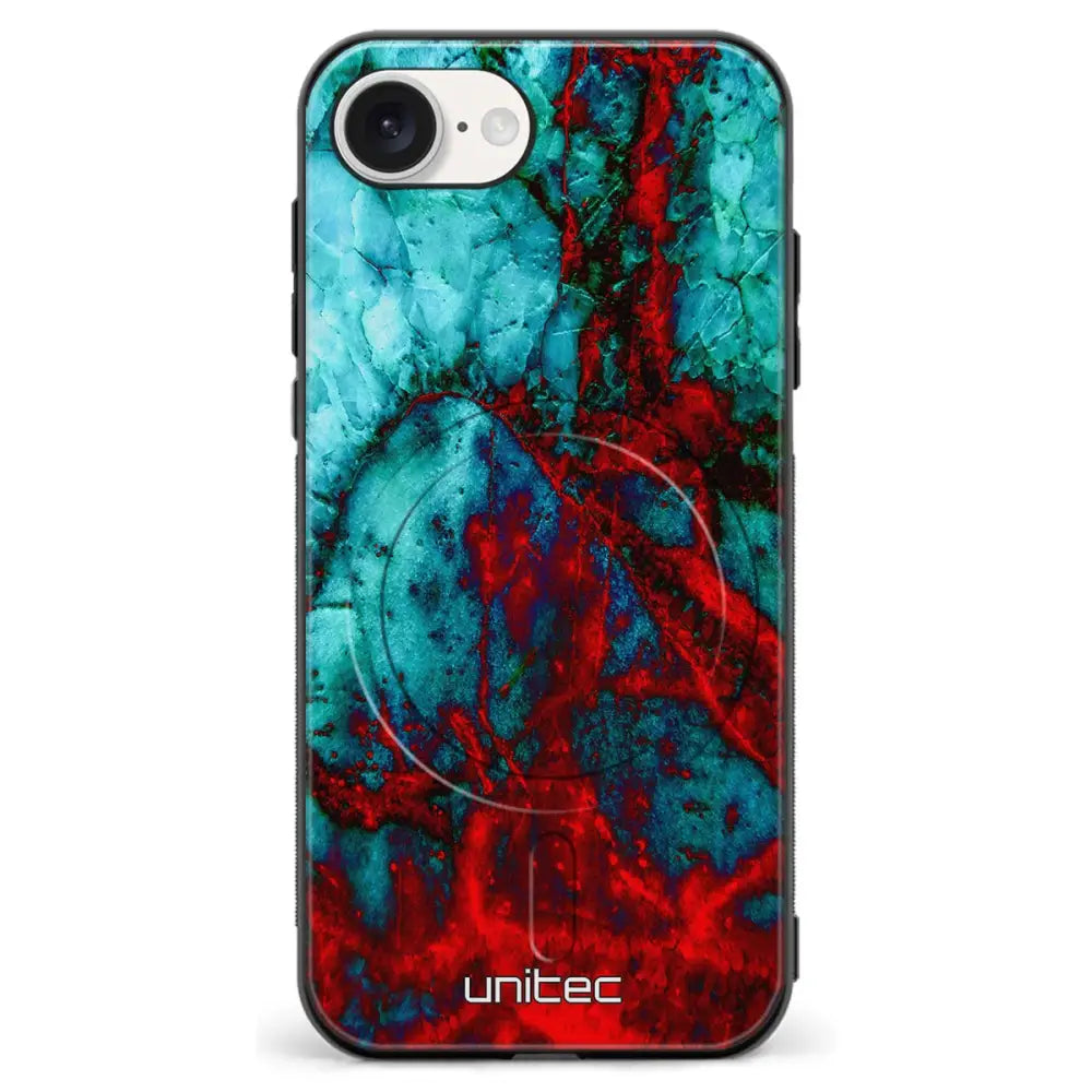 iPhone 16e marmori suojakuoret Blue Red Marble