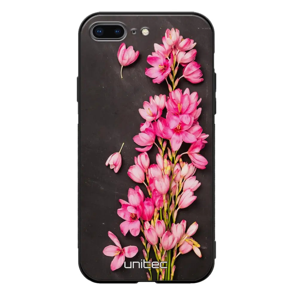 iPhone 8 Plus kukka suojakuoret - Pink Flowers - Ei