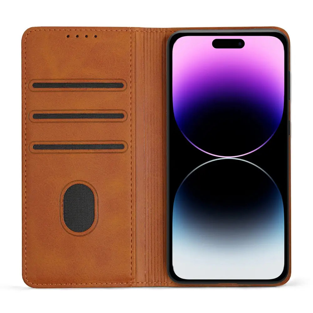 iPhone 14 Pro Unitec Lompakko Suojakotelo Ruskea