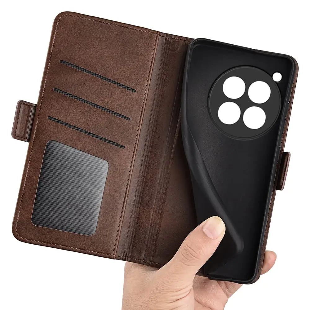 OnePlus 12 Lompakko Suojakotelo - Ruskea