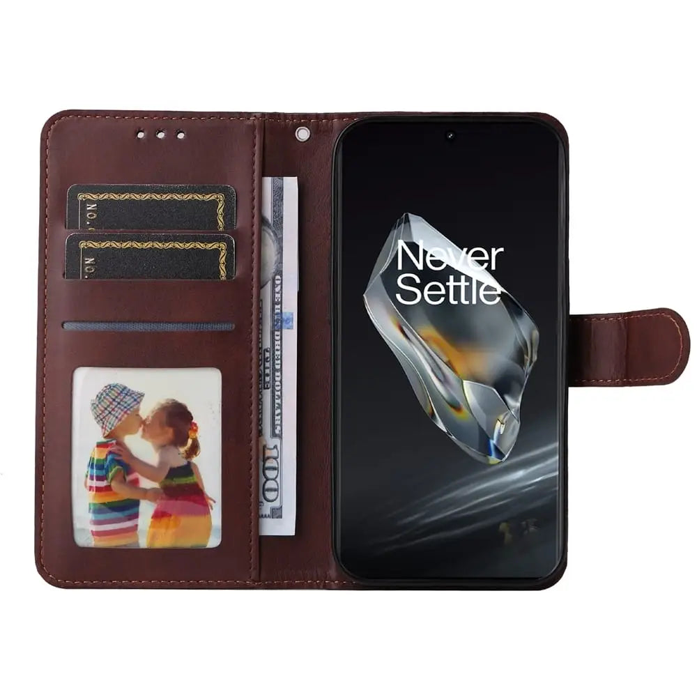 OnePlus 12R Lompakko Suojakotelo - Ruskea