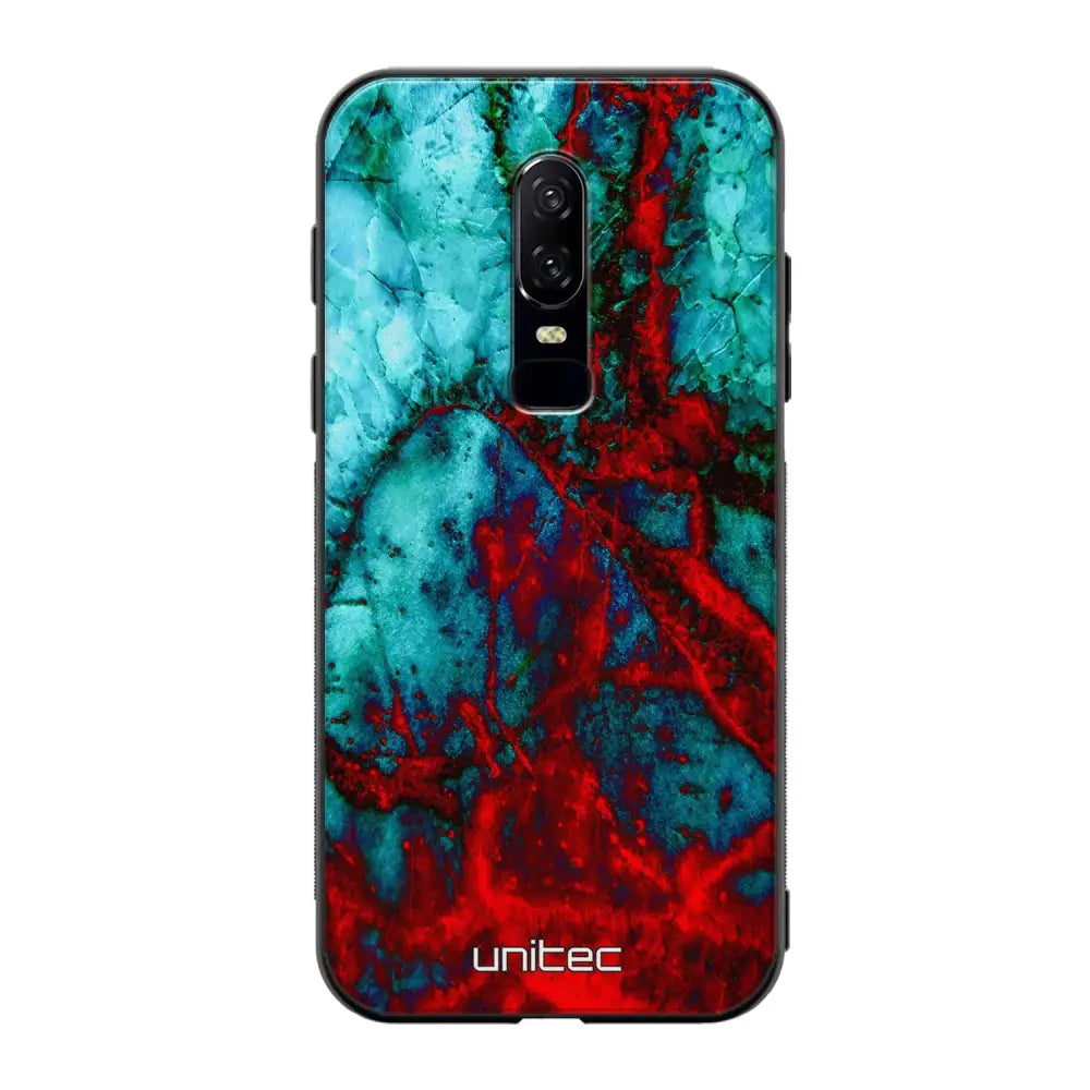 OnePlus 6 marmori suojakuoret - Blue Red Marble - Ei