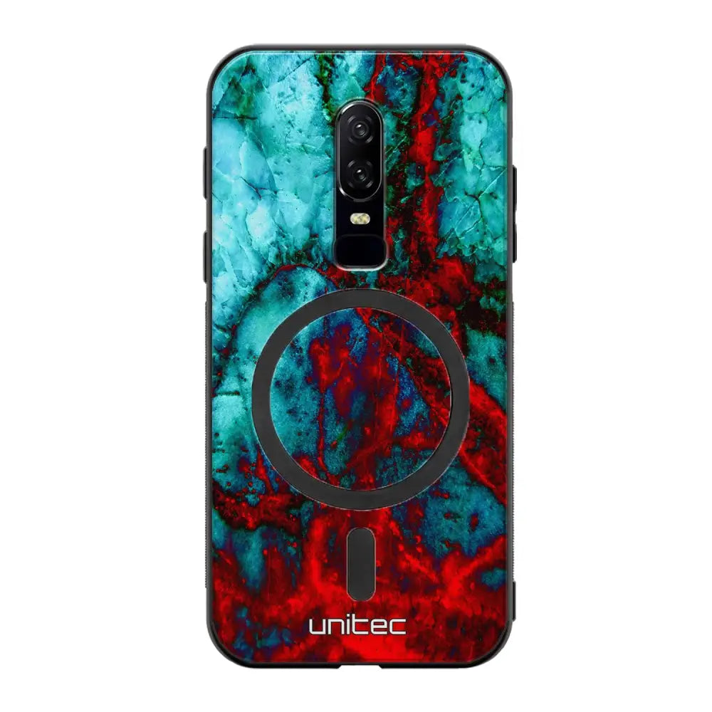 OnePlus 6 marmori suojakuoret - Blue Red Marble