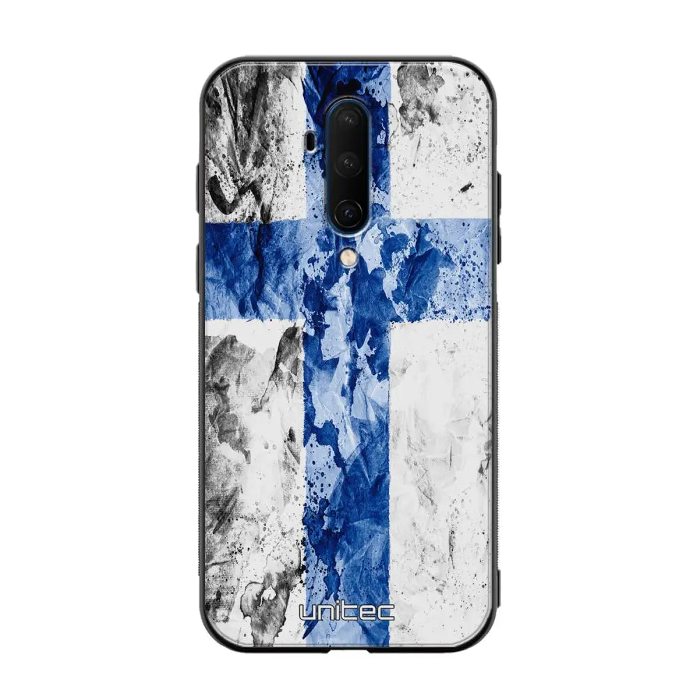 OnePlus 7T Pro suojakuoret - Painted Finnish Flag - Ei