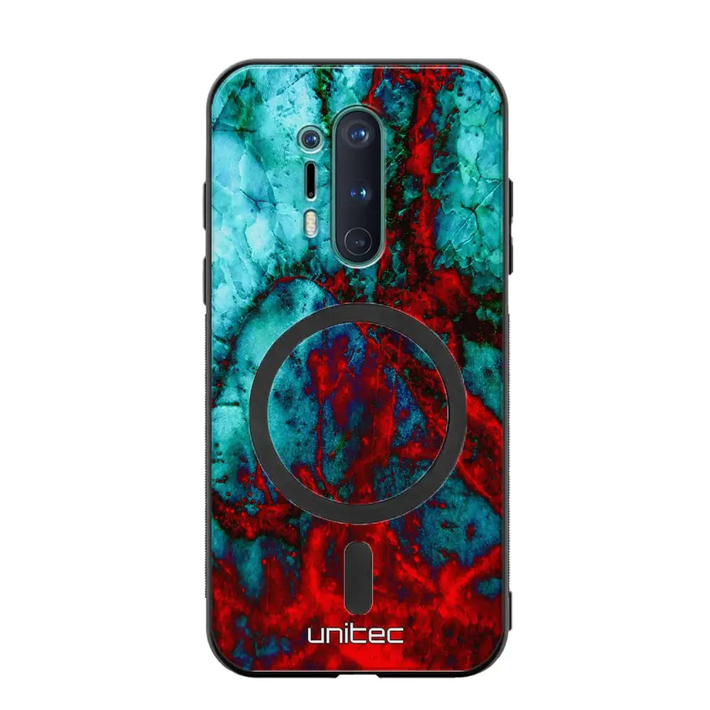 OnePlus 8 Pro marmori suojakuoret - Blue Red Marble
