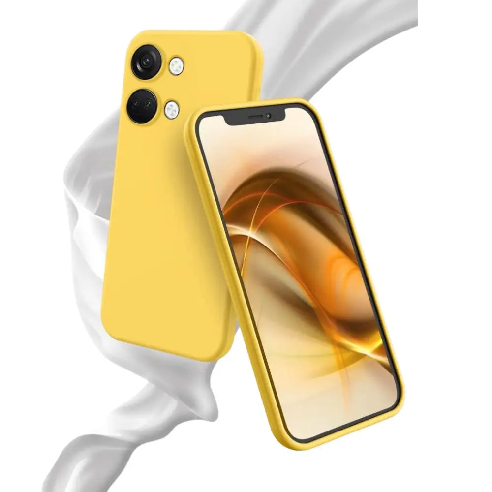 Keltainen iPhone dual-kameroilla OnePlus Nord 3 Silikonikuoret - tuote esittelyssä