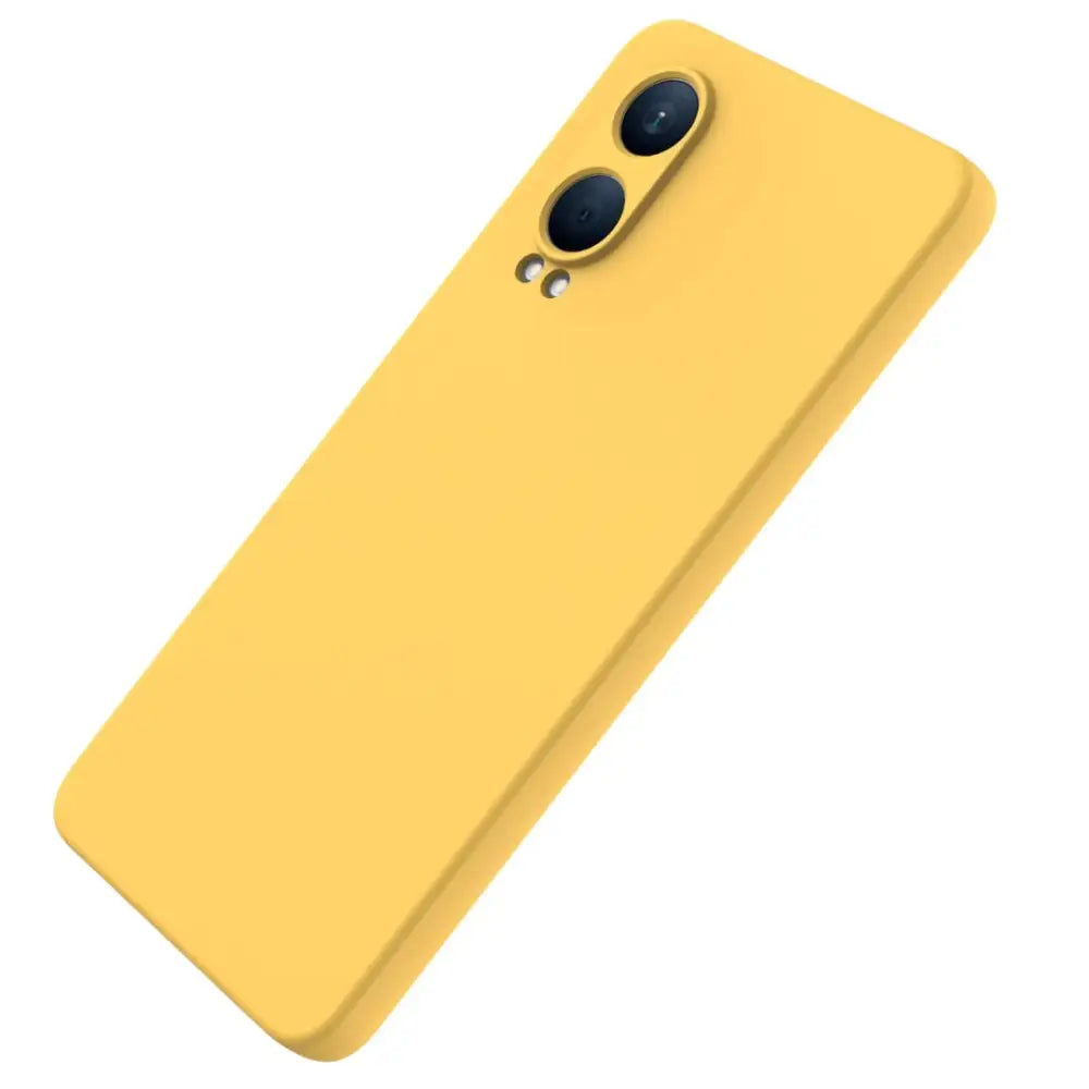 Keltainen lite silikonikuori OnePlus Nord CE 4:lle kaksoiskameraleikkauksilla