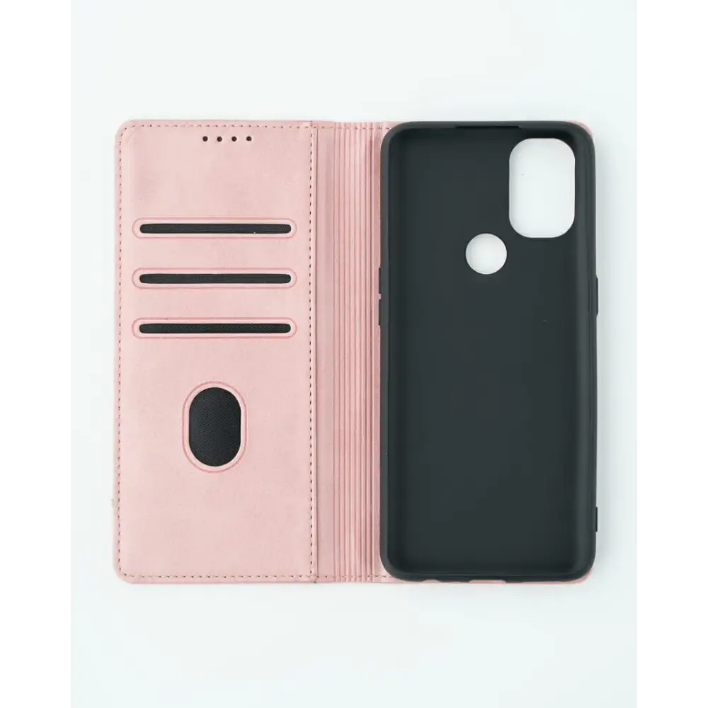 OnePlus Nord N10 Unitec Lompakko Suojakotelo Ruusukulta