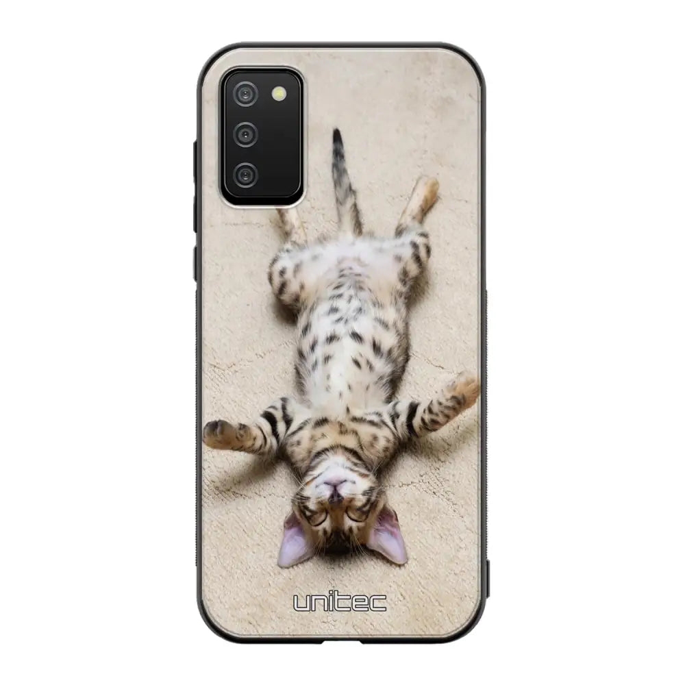 Samsung Galaxy A02s kissa suojakuoret - Relaxing Cat - Ei