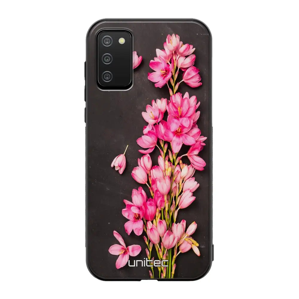 Samsung Galaxy A02s kukka suojakuoret - Pink Flowers - Ei