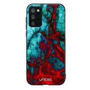 Samsung Galaxy A03s marmori suojakuoret - Blue Red Marble - Ei