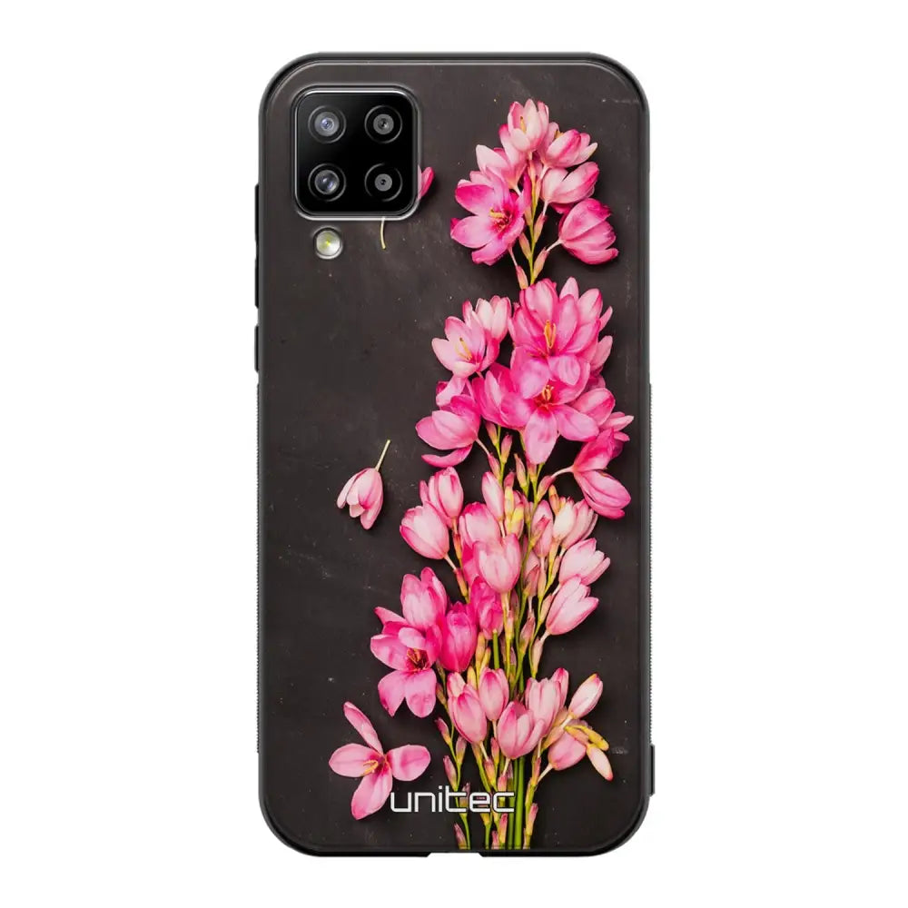 Samsung Galaxy A12 kukka suojakuoret - Pink Flowers - Ei