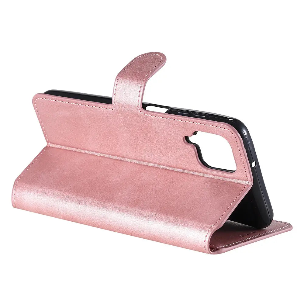 Samsung Galaxy A12 Unitec Lompakko Suojakotelo Ruusukulta